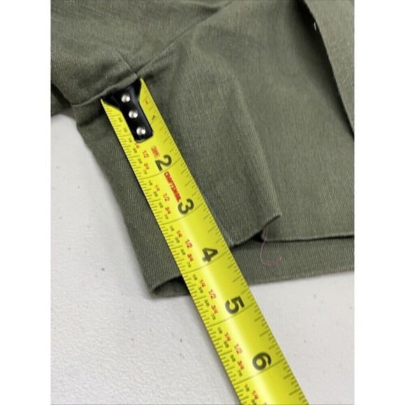 ASOS  Button Front Short Size 8 Olive Green High Rise Tie Belt Pleats  Tailored - Picture 8 of 12